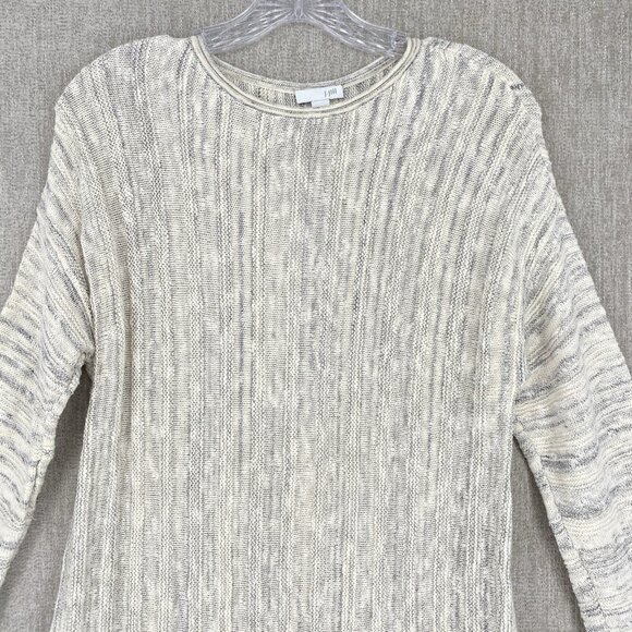 J. Jill Sweater Tunic Texture‎ Knit Fray Hem Stretch Button Casual Cotton - Picture 5 of 12